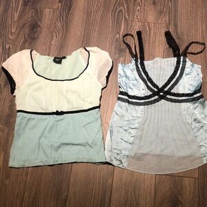 BERNINI and IROO Chic Sheer Blouses with Black Trim